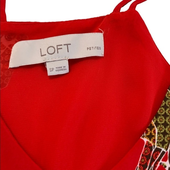 Loft Halter Spaghetti Strap V-neck Red Parrot Print Top Size SP - Picture 17 of 17